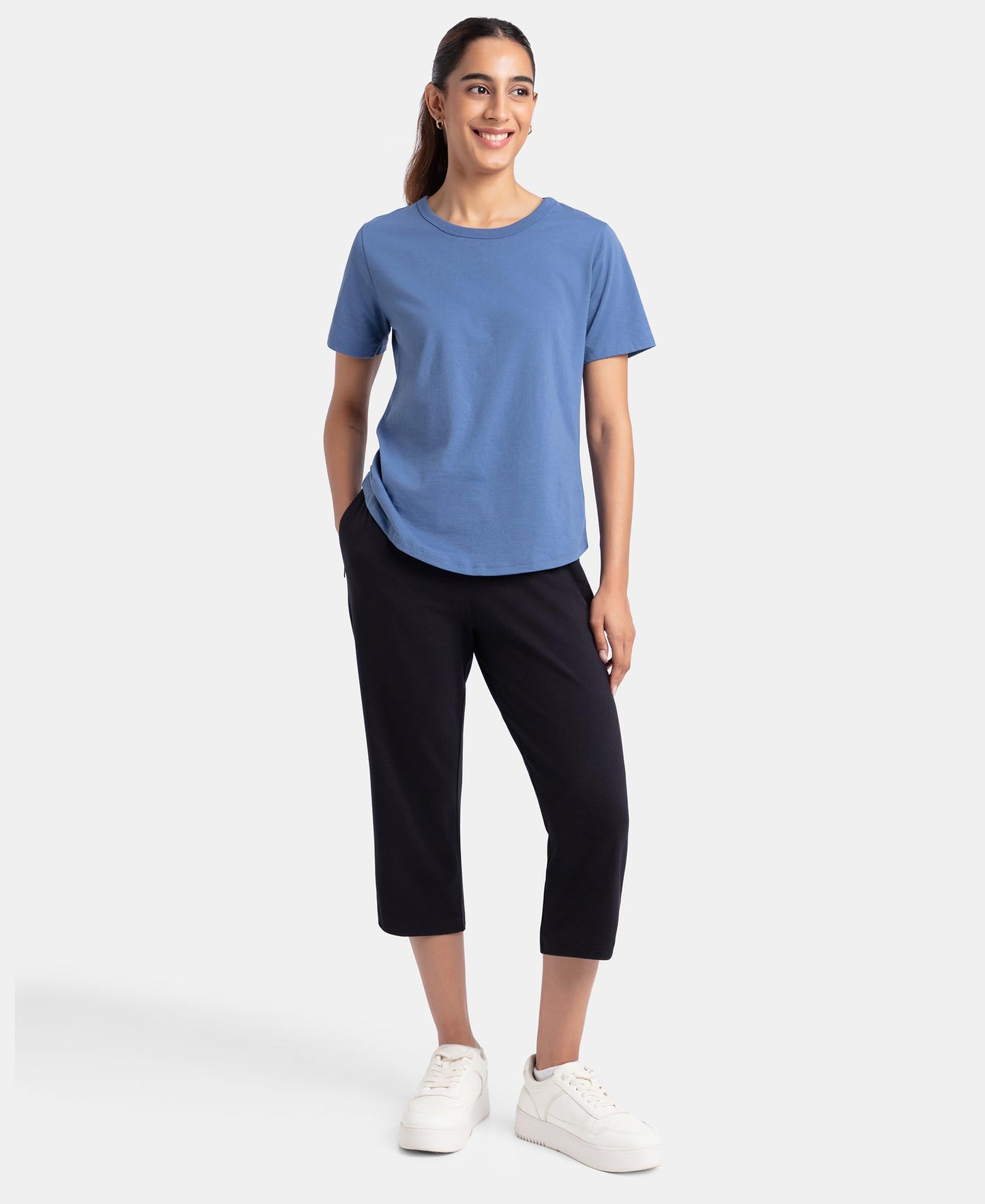 Jockey Women's Regular Fit Capris (1300-0105-BLACK_S_Black_Small)