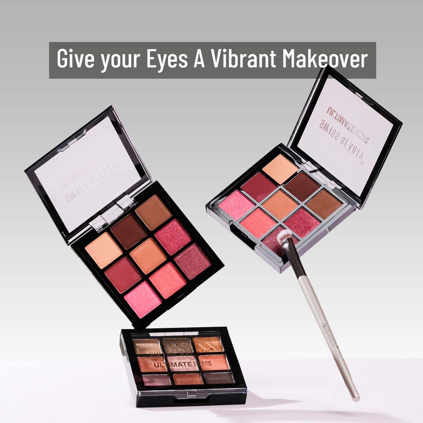 Swiss Beauty Ultimate 9 Pigmented Colors Eyeshadow Palette Long Wearing And Easily Blendable Eye Makeup Palette Matte, Shimmery And Metallic Finish - Multicolor-03, 6G