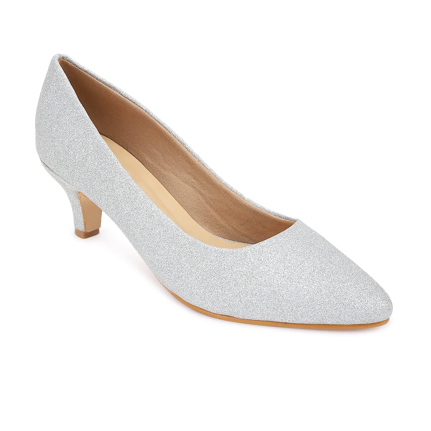 Marc Loire Women Silver Embellished Pumps Heels for Office, Party and Formal Occasions (Silver, Numeric_5)