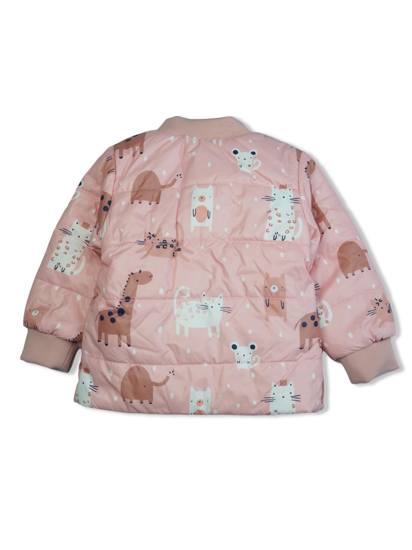 BODYCARE Girls Polyester Standard Length Quilted Winter Jacket| Full Sleeves| V Neck Pink (6-12M)