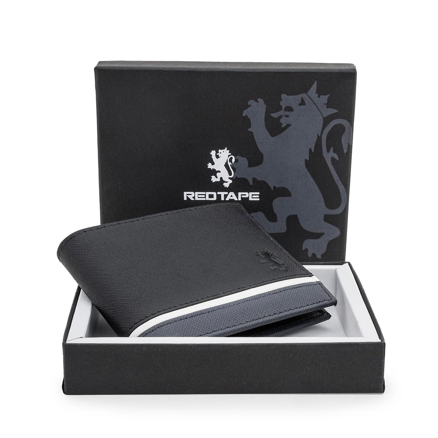 Red Tape Black Men's Leather Wallet | RFID Blocking Bifold Purse for Men with Card Holder & Cash Compartments | Slim & Stylish Wallet for Daily Use, Travel & Gifting