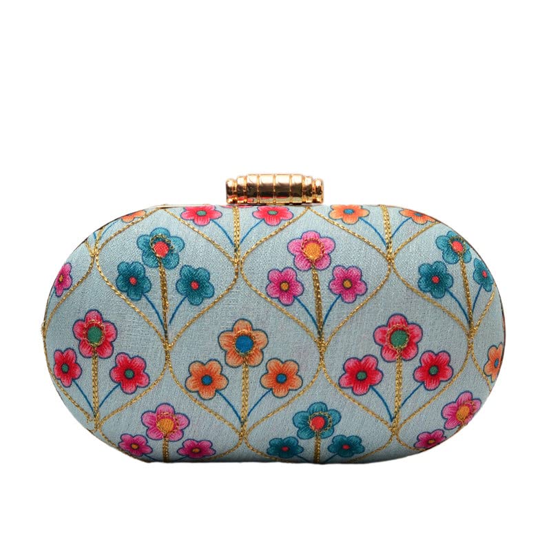 Artklim Embroidered Clutch Bag For Women With Detachable Strap (Multicolor 2)