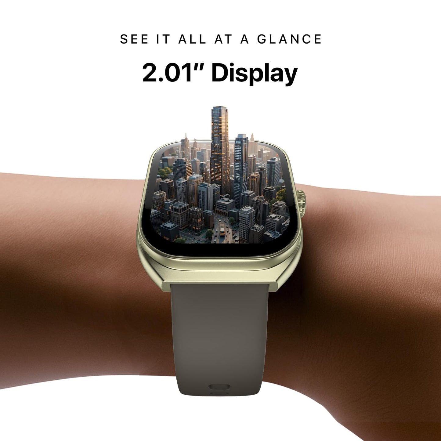 Noise Icon Arc 2.01" Immersive Curved Display Smartwatch, 10-Day Battery, 1ATM Water Resistant, Functional Crown, 100+ Sports Modes, Health Suite™, Voice Assistant, Built-in Games (Nickel Brown)