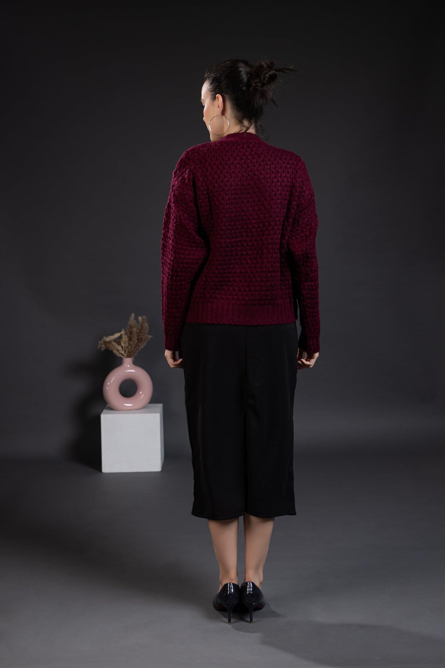 Wear lusso Women’s Pullover Sweater Relaxed Fit for Winter Wear | Full Sleeve | 100% Wool | Latest Stylish Turtle Neck Sweater for Winter Season (in, Alpha, L, Maroon)