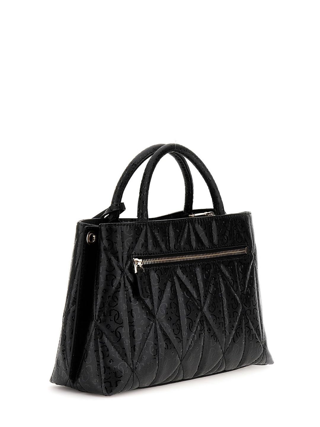 GUESS Black Quilted Aldina Girlfriend Satchel Bag