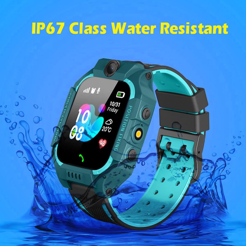 (Refurbished) Punnk Funnk® Present Smart Kids LBS Location Tracking Watch with Voice Calling, SOS, Remote Monitoring, Camera, Geo-Fencing Function (Ocean Green)