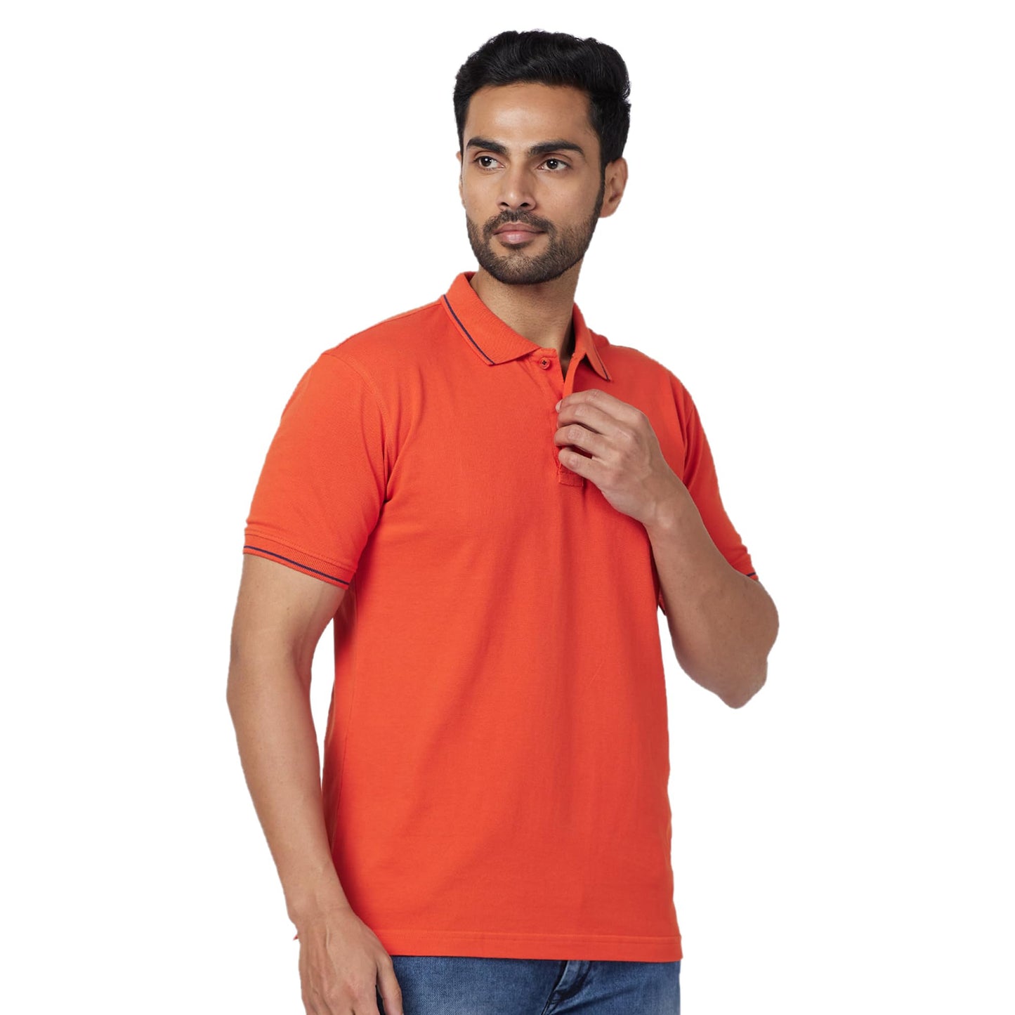 Raymond Men Contemporary Fit Solid Pattern Pure Cotton Polo Neck Half Sleeve Casual T-Shirt (Size: 46)-RCKD01195-R6 Dark Red