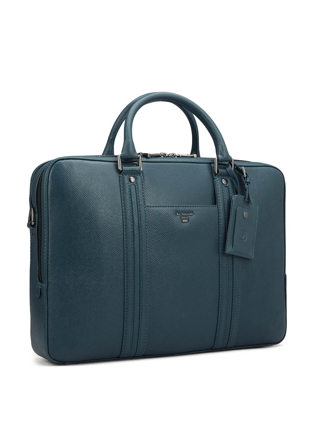 Da Milano Leather Laptop Bag for Men & for Women - Fits Upto 16" Laptop - Blue
