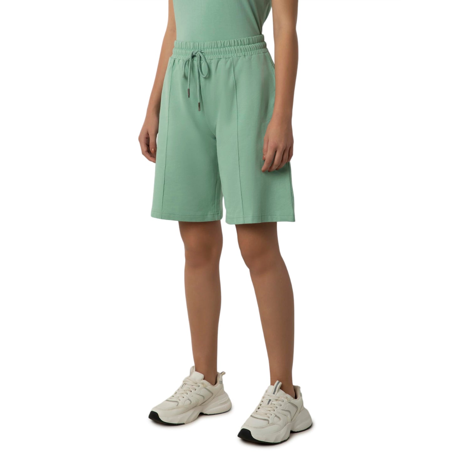 Amante Mid Rise Stretch Cotton Fabric, Relaxed Fit, Knee Length Elements Shorts ABT02201 (Green) (M)