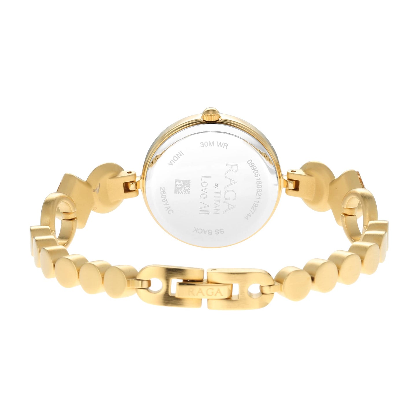 Titan Raga Love All Quartz Analog Silver Dial Gold Metal Strap Watch for Women - NT2606YM08