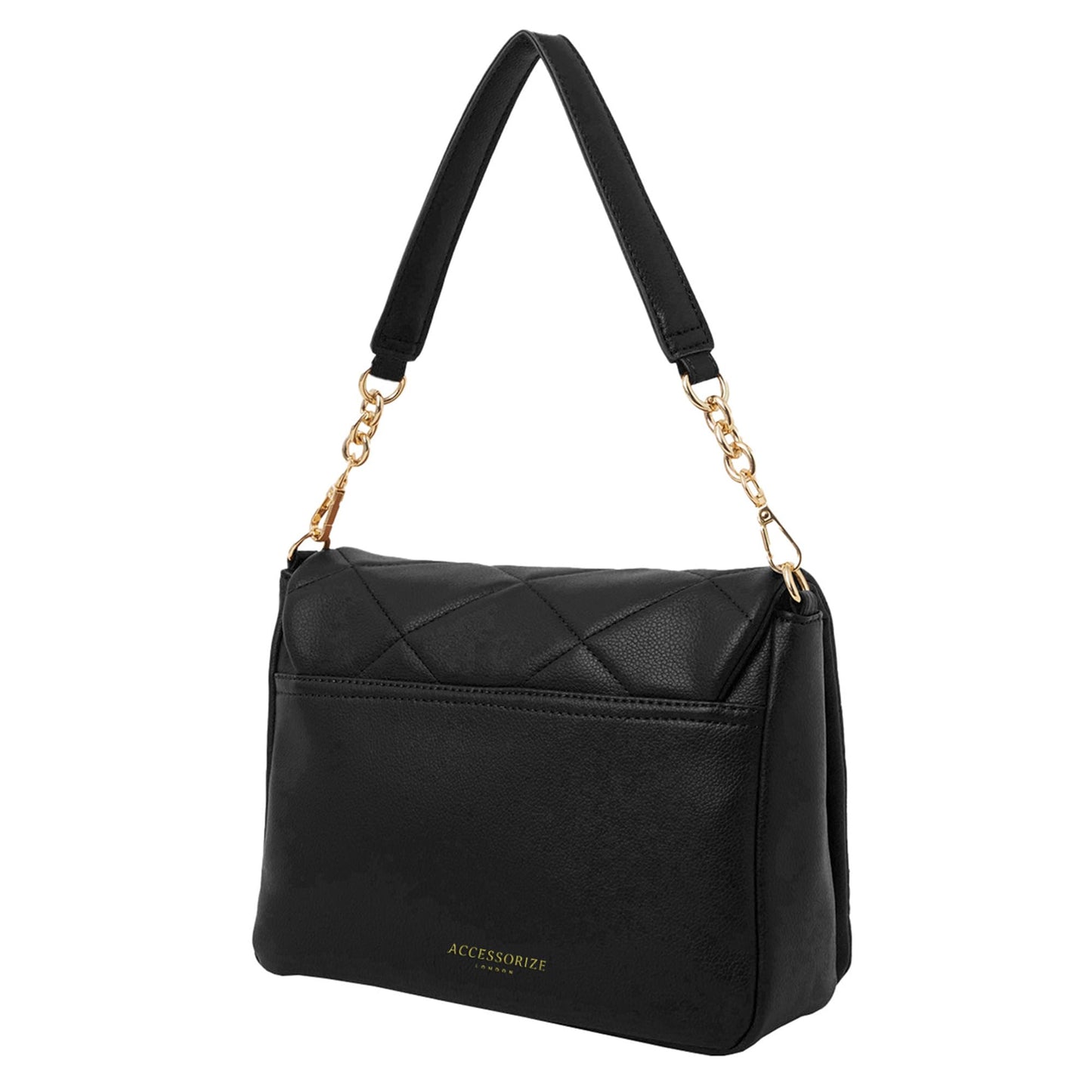 Accessorize London Women's Black Large Quilted Sling Bag