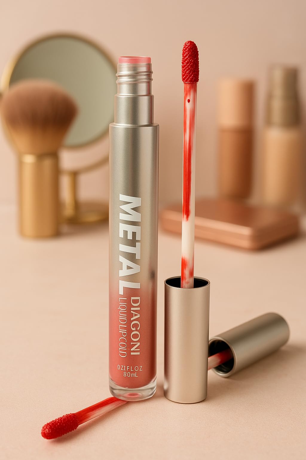 MEGAGA USA Metal Diaoni Liquid Lip Color – Rich Pigment, Metallic Gloss, Non-Drying Formula with All-Day Comfort Wear