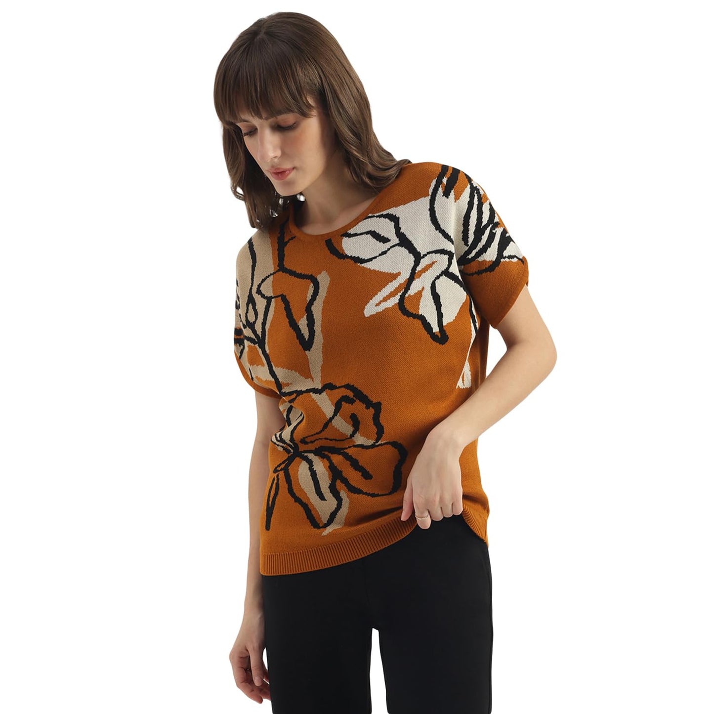 United Colors of Benetton Women's Cotton Round Neck Sweater (25A1099W3M54I902_Beige