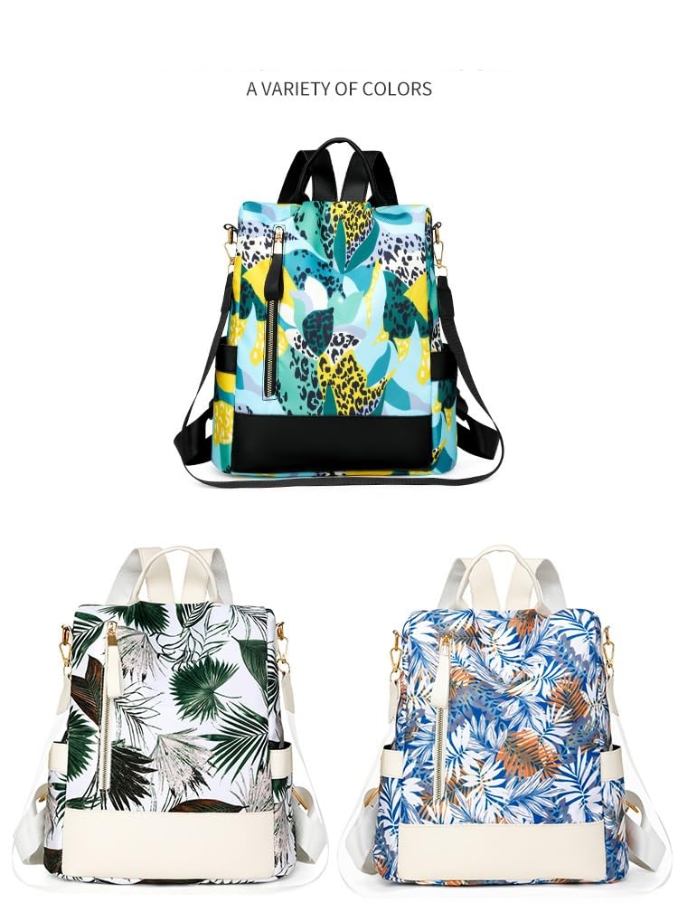 MOCA Women Girls Anti-Theft Backpack Lightweight Water-Resistant Stylish Casual Travel College School Bag Outdoor Daypack Shoulder Rucksack (Tropical Blue)