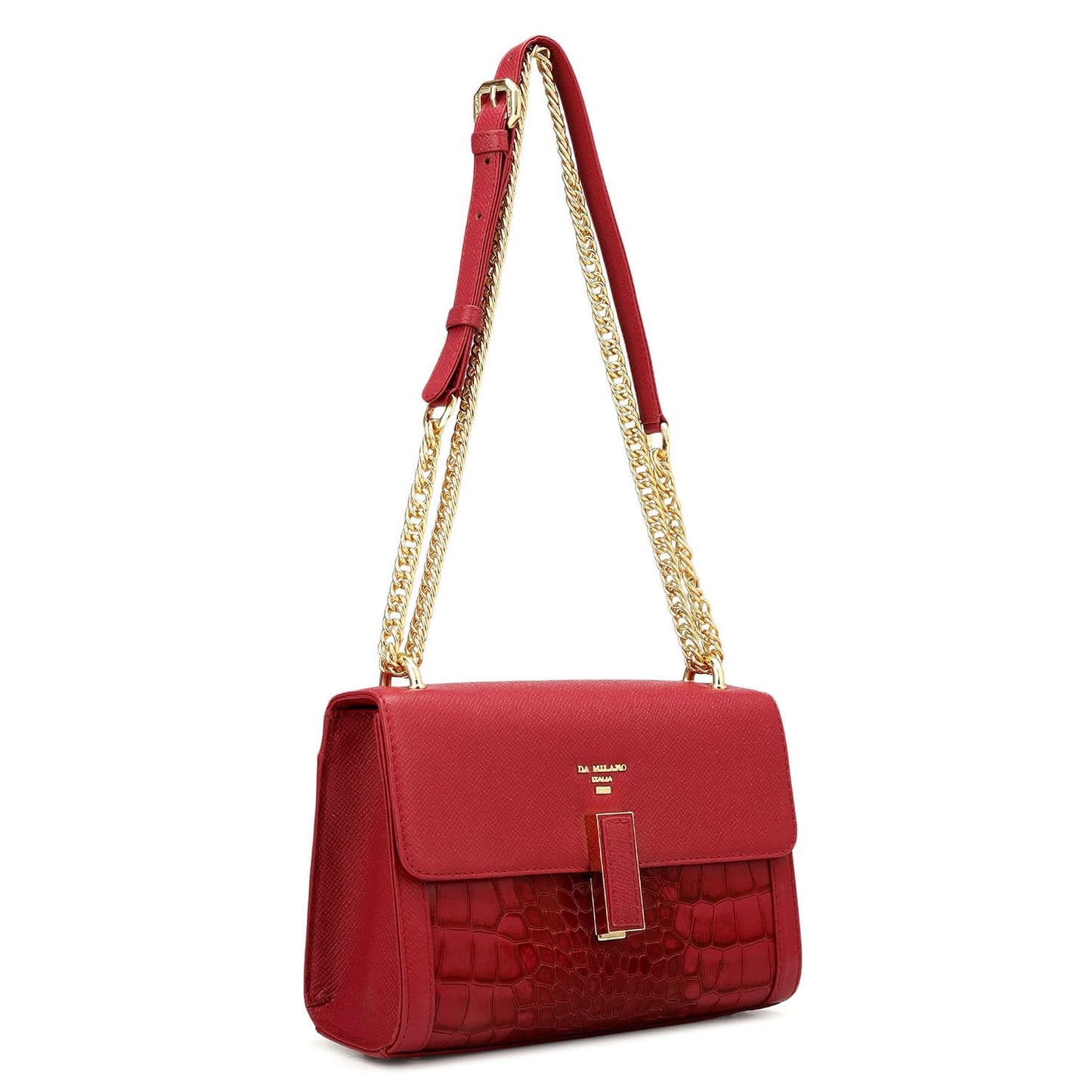 Da Milano Leather Shoulder Bag for Women - Purple