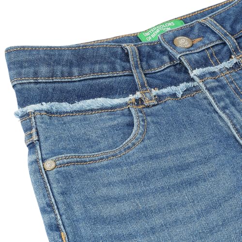 United Colors of Benetton Solid Straight Fit Contrast Waistband Denim Jeans (Size: 1-2 Years)-25A488PCE04BG901 Blue