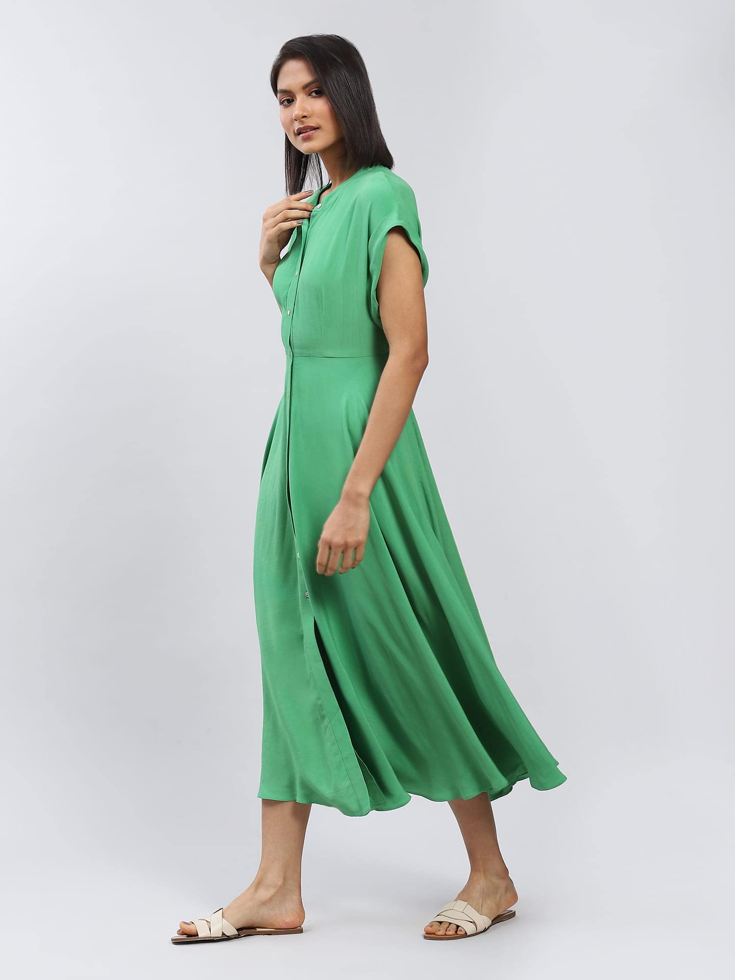 Label RITU KUMAR Green Button-Down Long Dress