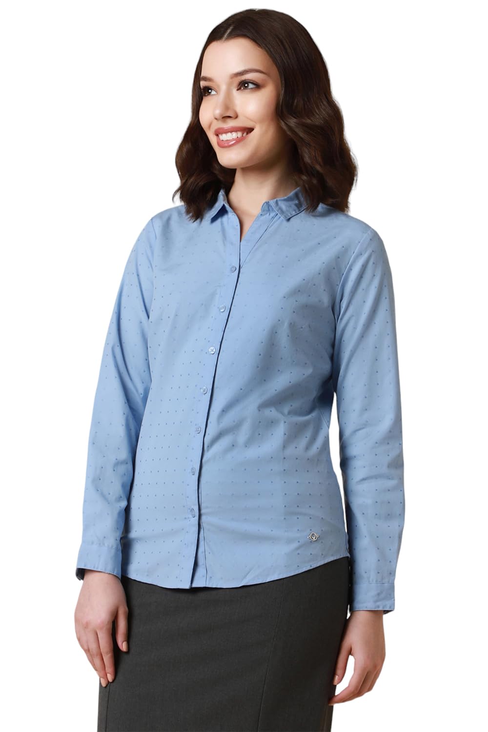 Allen Solly Women's Regular Fit Shirt (AHSFWRGFB54028_Blue