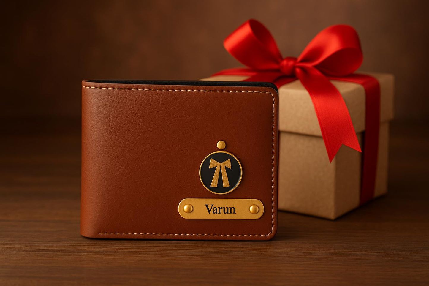 The Bae Gift Men Leather Personalized Wallet I Customized Slim Stylish Purse with Name & Charm I Unique Birthday Anniversary Gift Love Husband Employees Clients