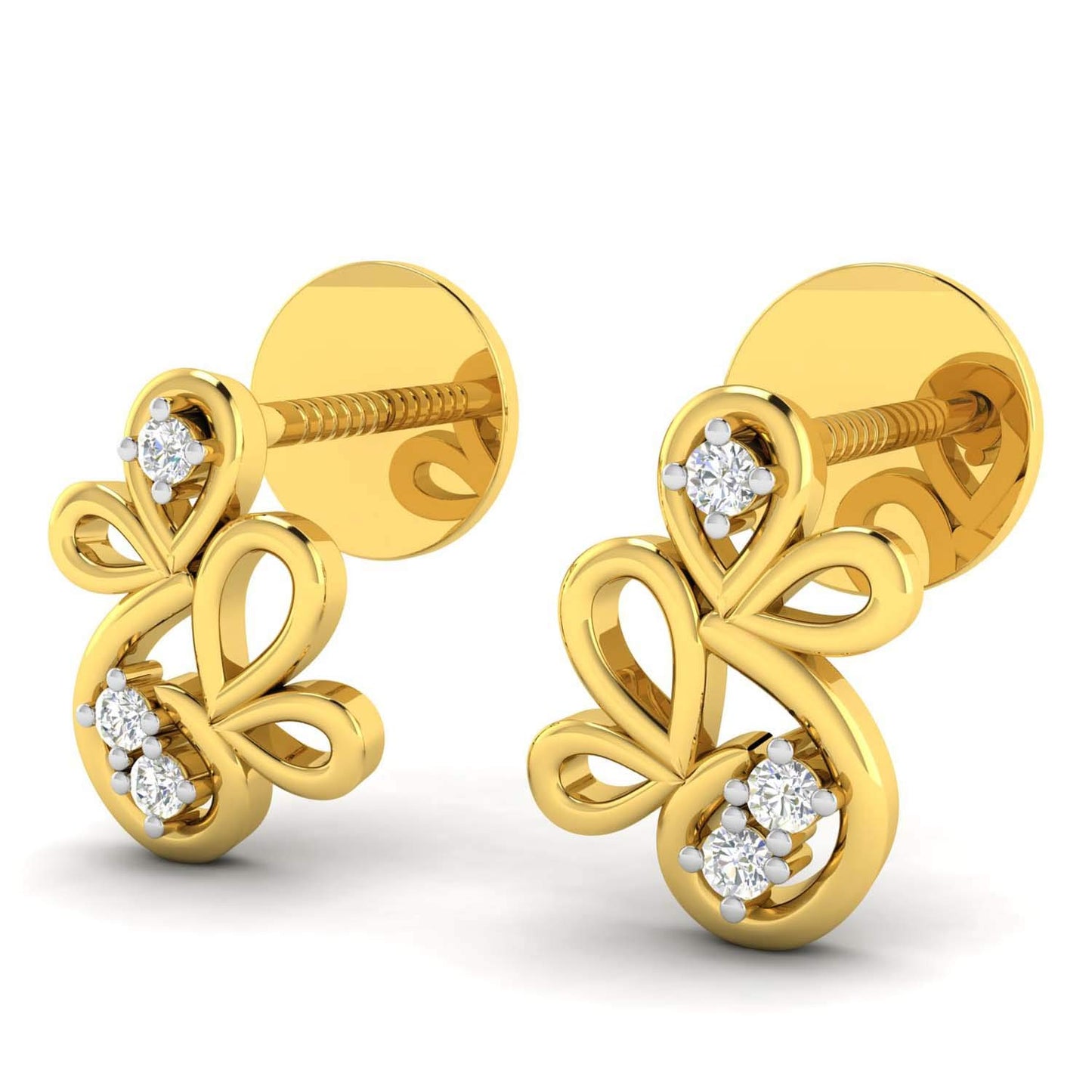 Avsar 18k (750) Yellow Gold and Diamond Stud Earrings for Women