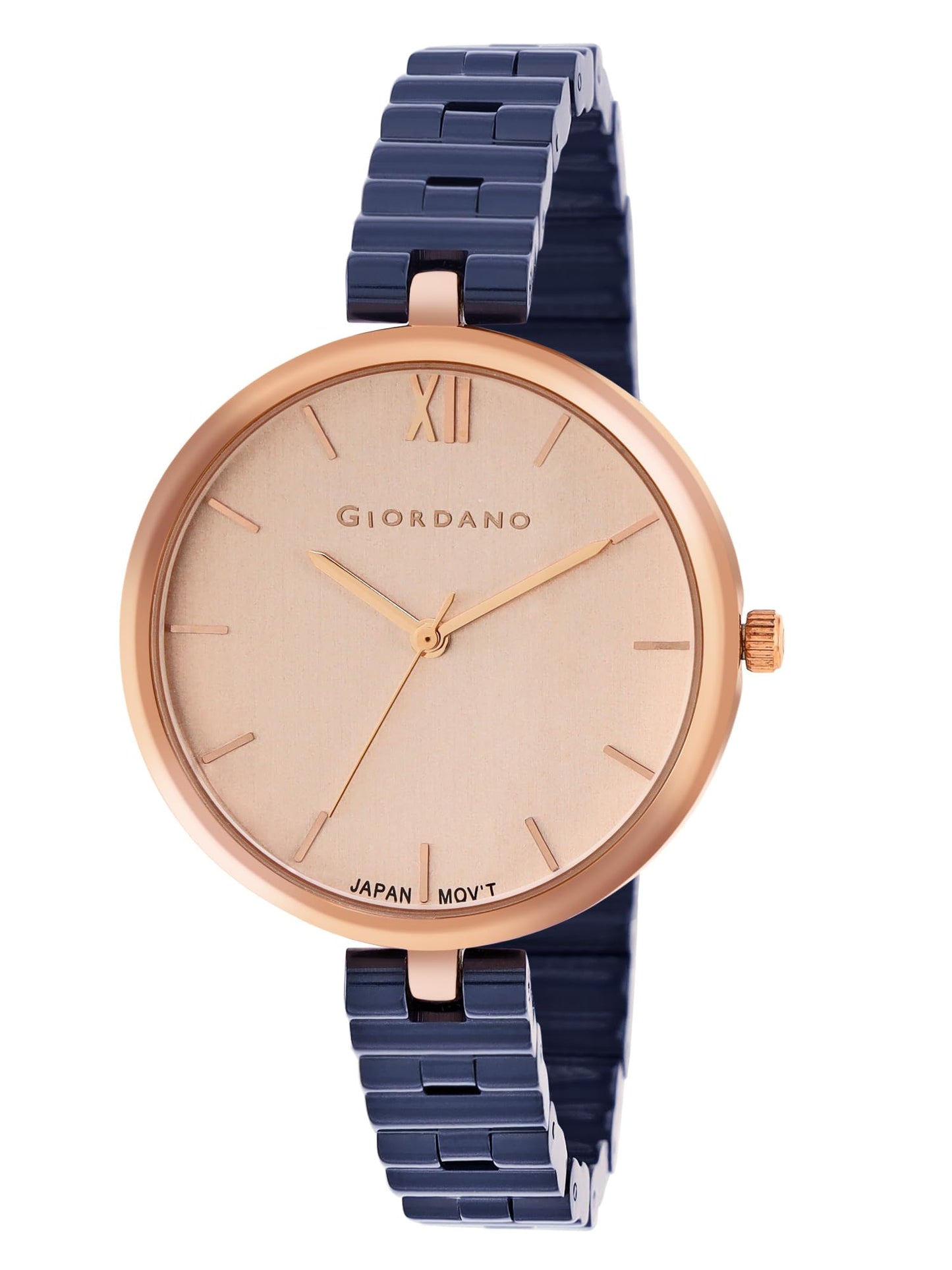 Giordano Formal Analog Watch for Women's Elegant Dial Style Water Resistant Casual Watch Round Shape with Metal Case Wrist Watch for Women/Ladies/Girls to Compliment Your Look - GD4205 (Rose Gold)