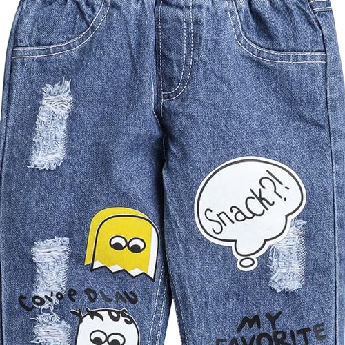 Hopscotch Boys Text Print Jeans In Blue Color for Ages 4-5 Years