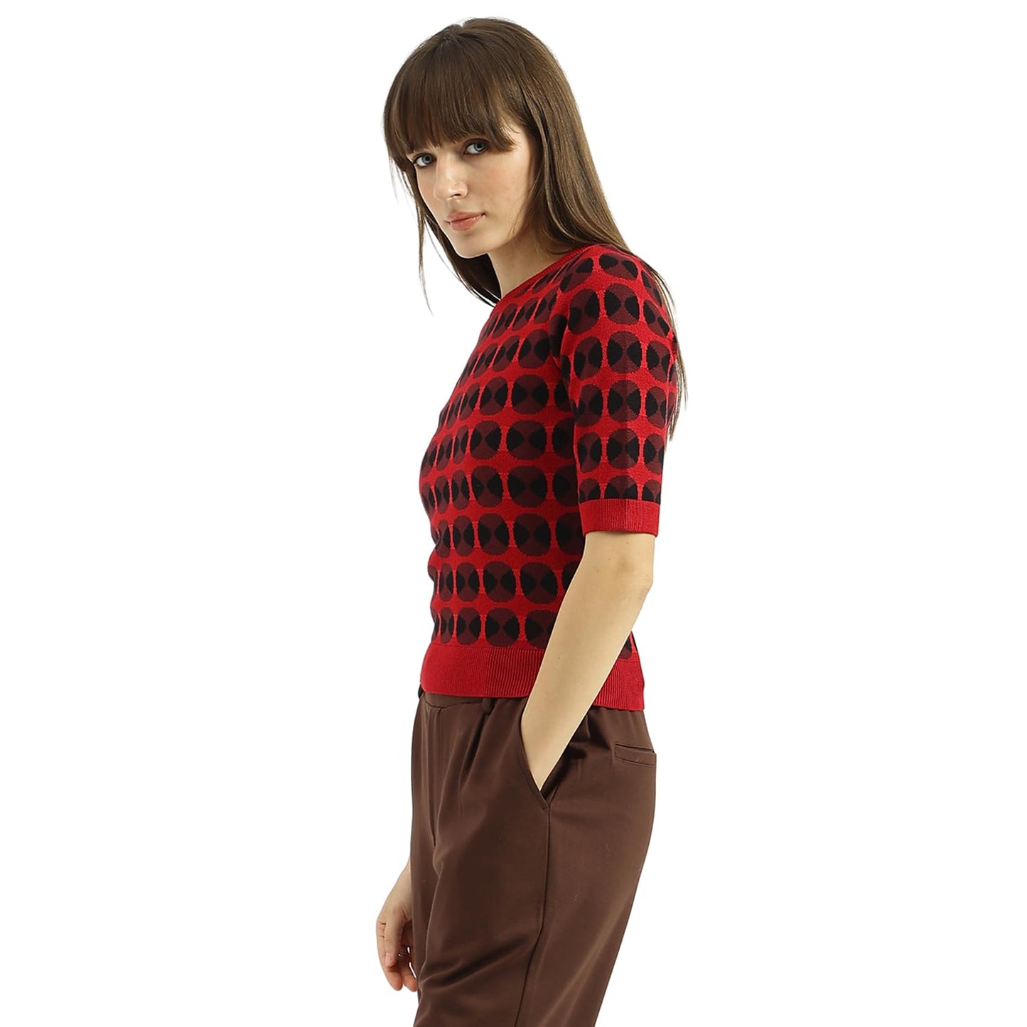 United Colors of Benetton Women's Cotton Round Neck Sweater (25A12F3D10EEG60C_Multicolour