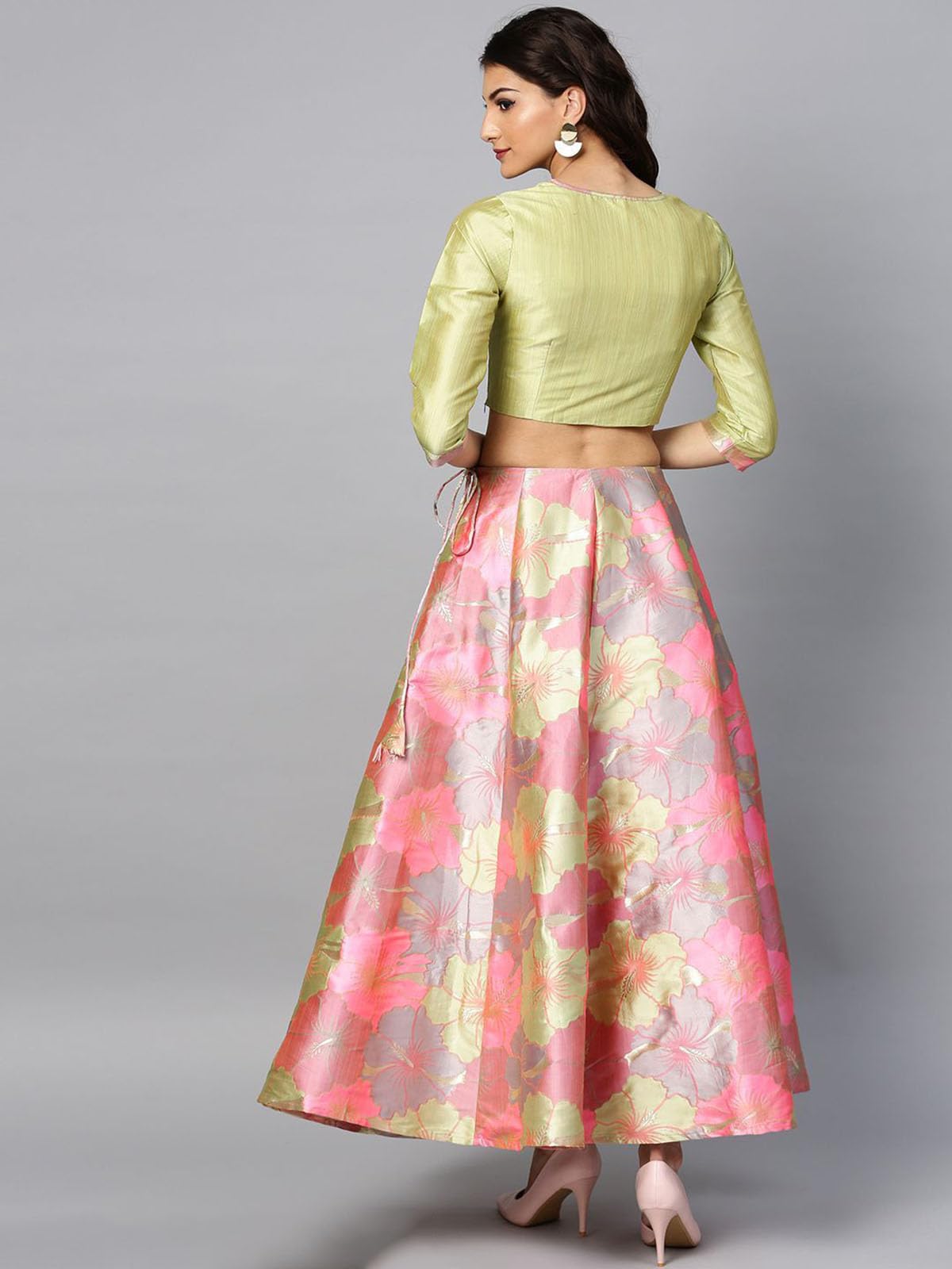 Zeel Clothing Womens Faux Silk Lehenga Choli Semi-Stitched Multicolor Wedding Bridal Free Size