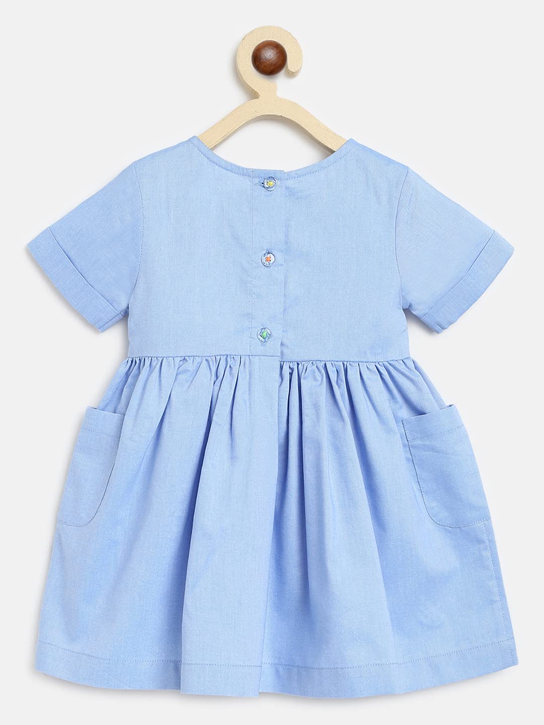 nauti nati Girl's Cotton Strapless Mini Dress (NN311-013-12-18M_Blue_12 Months-18 Months)