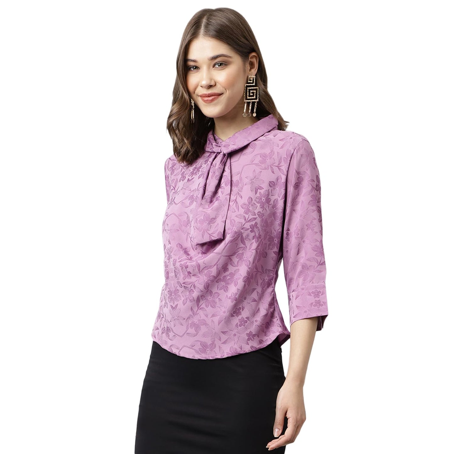Latin Quarters Women Lavender Color Solid Top
