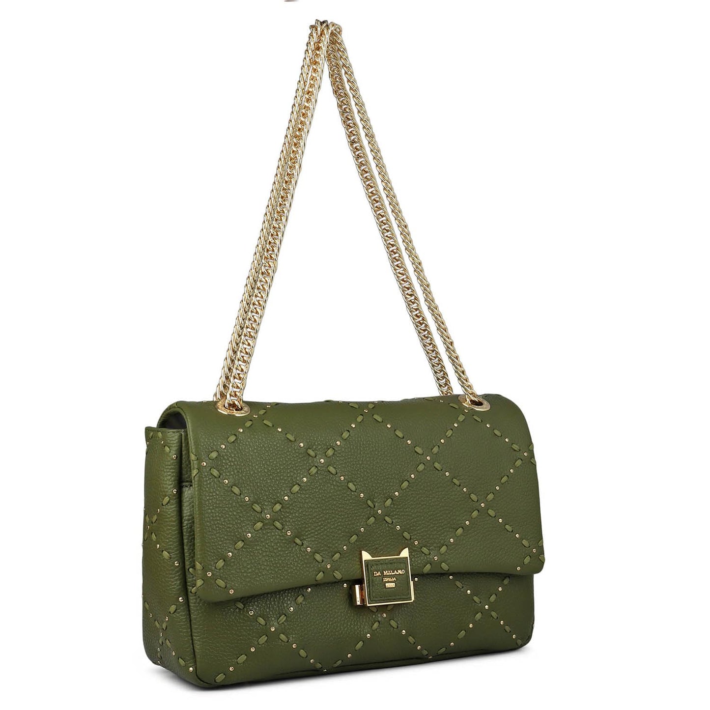 Da Milano Leather Shoulder Bag for Women - Green
