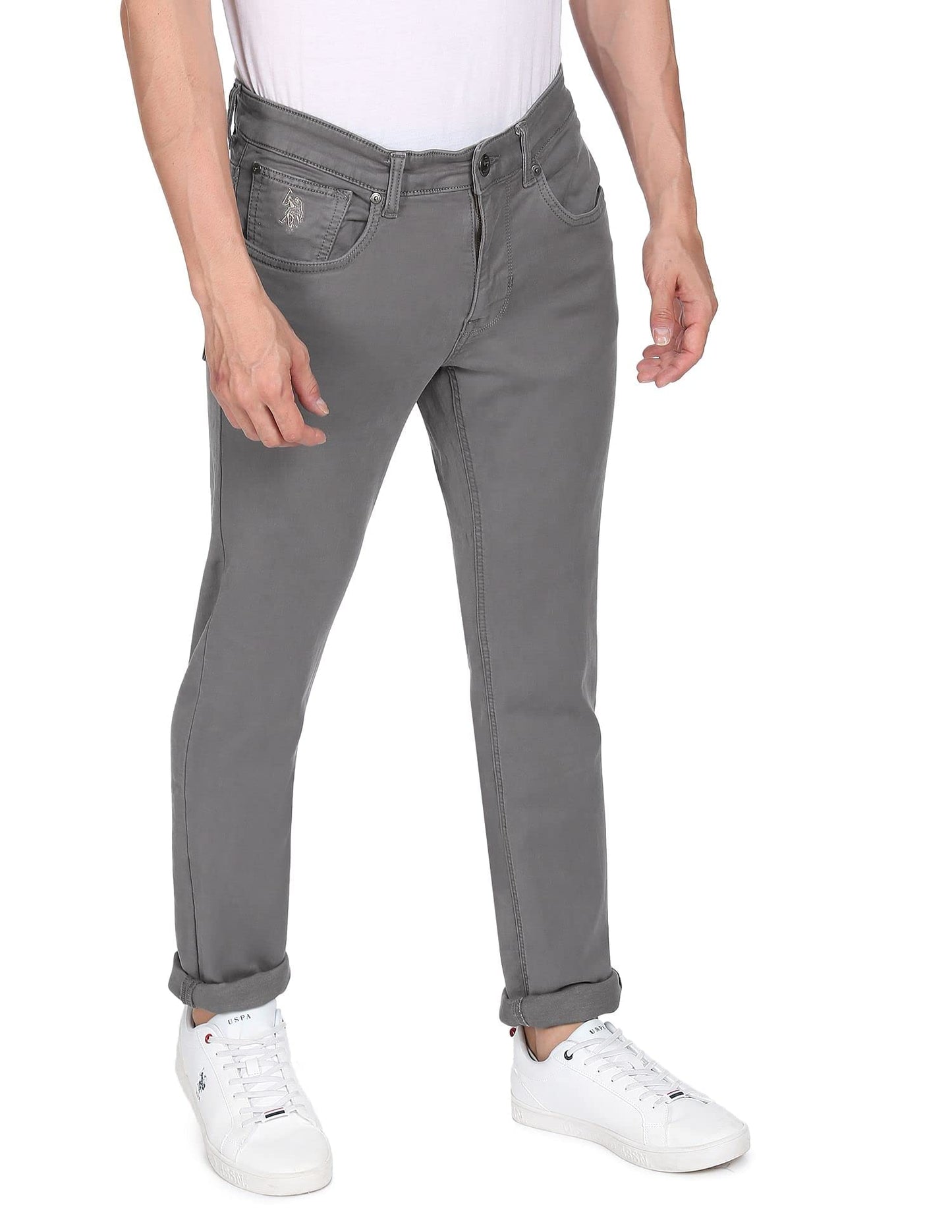 U.S. POLO ASSN. Men's Mid Rise Slim Jeans (UDJEN0472_Grey_32)