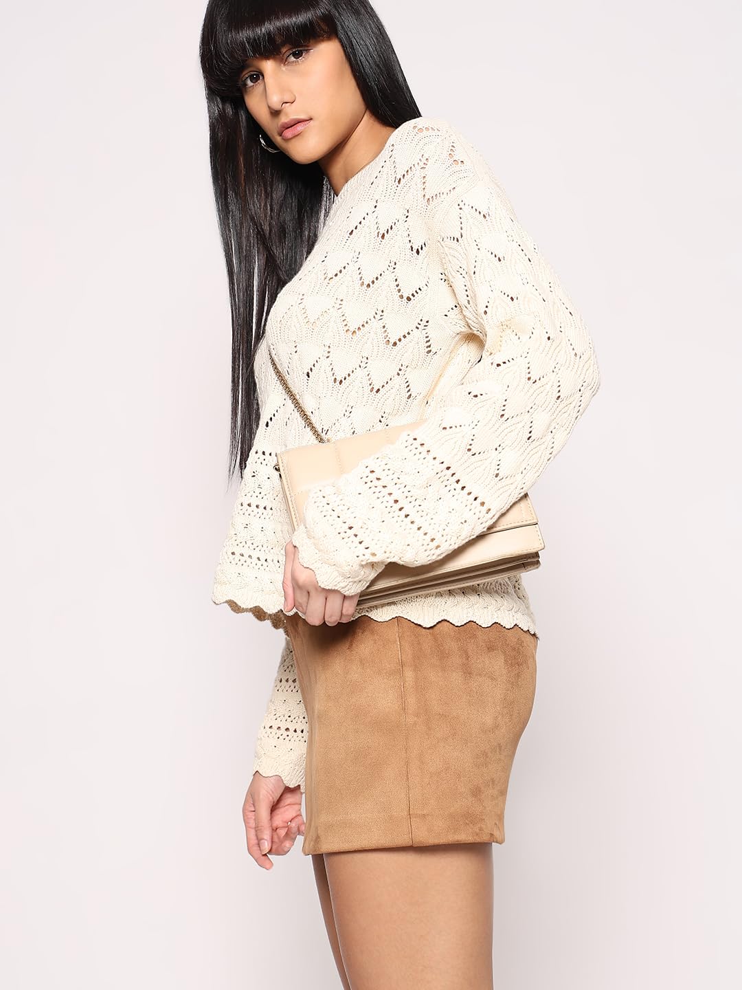 VERO MODA Women's Regular Fit Beige Sweater