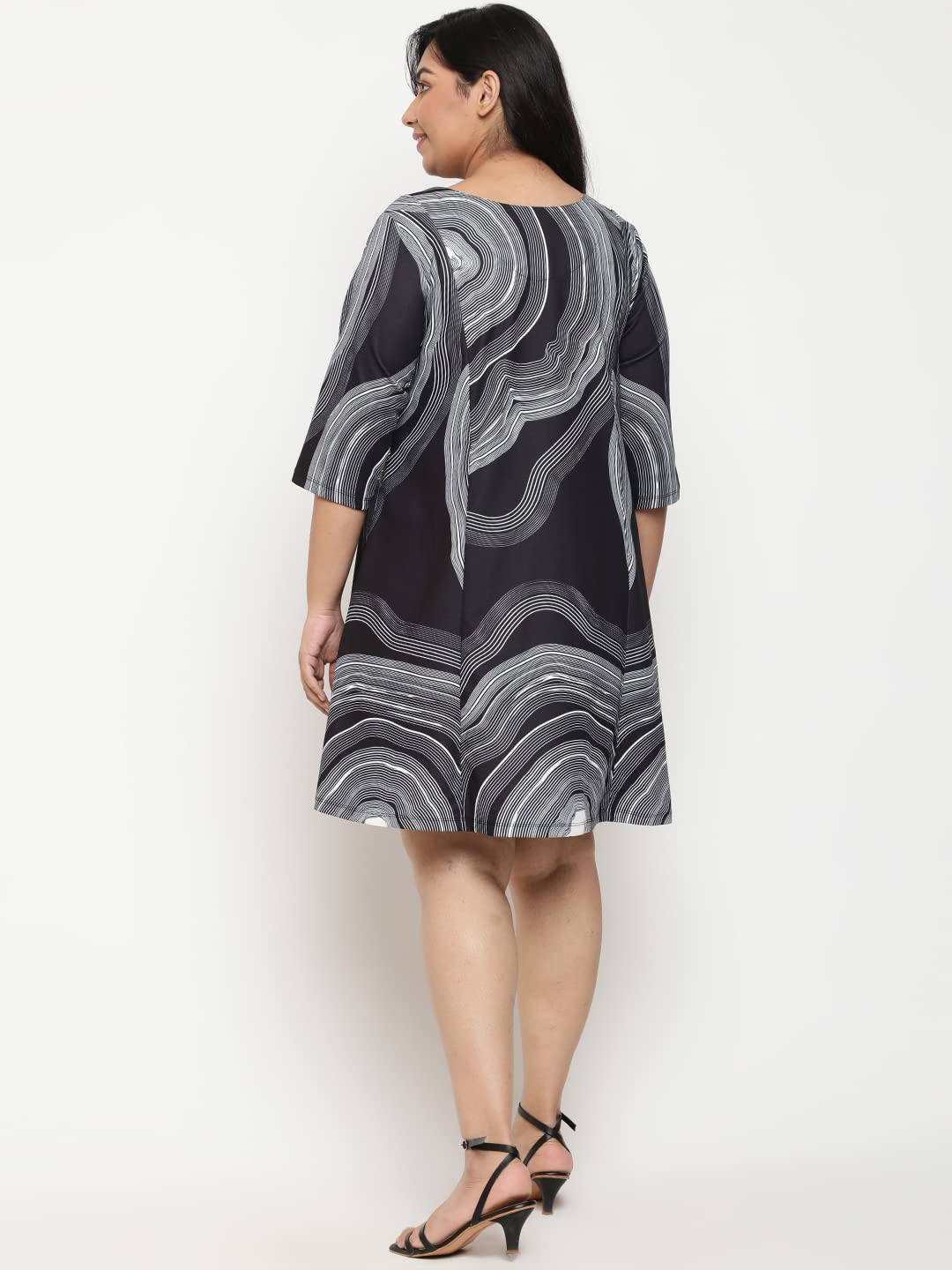 AMYDUS Plus Size Dress for Women | Printed | A Line Fit | Cloud Soft Fabric | Sweat Absorbing | XL to 9 XL Dresses Black Grey