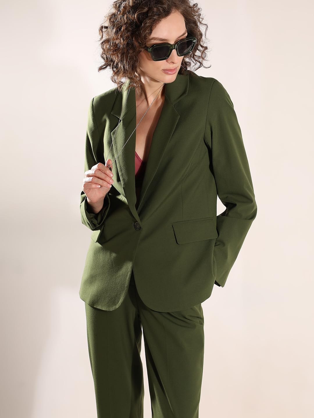 VERO MODA Womens Regular Fit Green Blazer