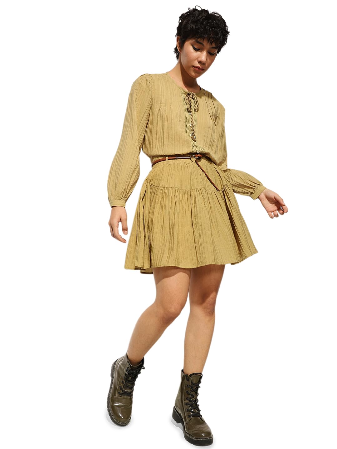 ONLY Flared High-Rise Khaki Skirt