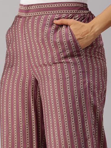 De Moza Women Palazzo Woven Bottom All Over Print Cotton Flex Wine