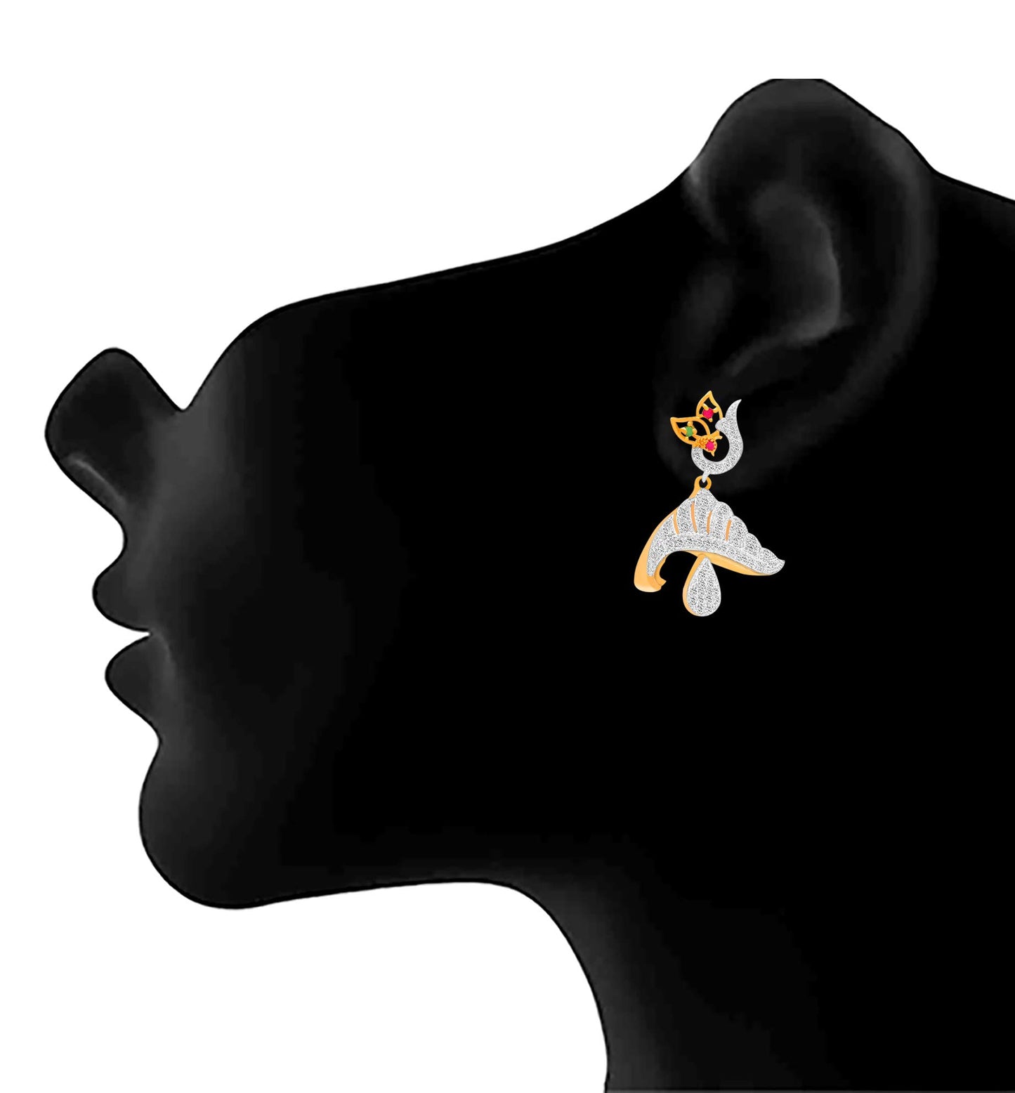 JFL- Fusion Fashion One Gram Gold Plated Diamond Jhumki studded red ruby & green emerald for Girls & Women,Valentine