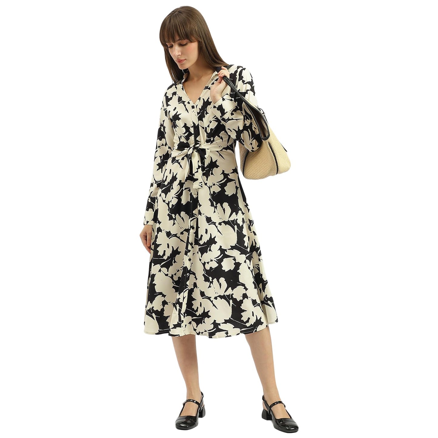 United Colors of Benetton Spread Collar Printed Dress