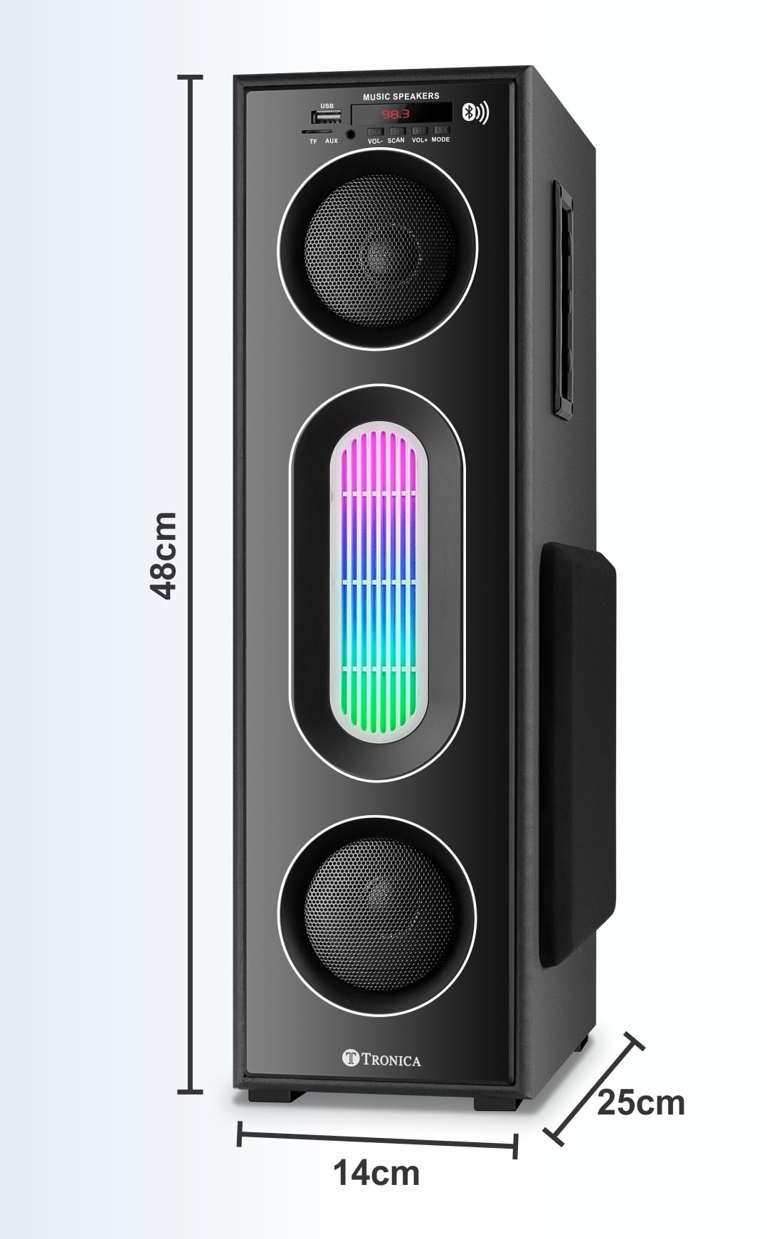 Tronica Banjo-4 Tower Bluetooth Speaker Deep Bass Home Theater with 50W Premium Signature Sound, Master Remote,RGB Lights and Free Wireless mic