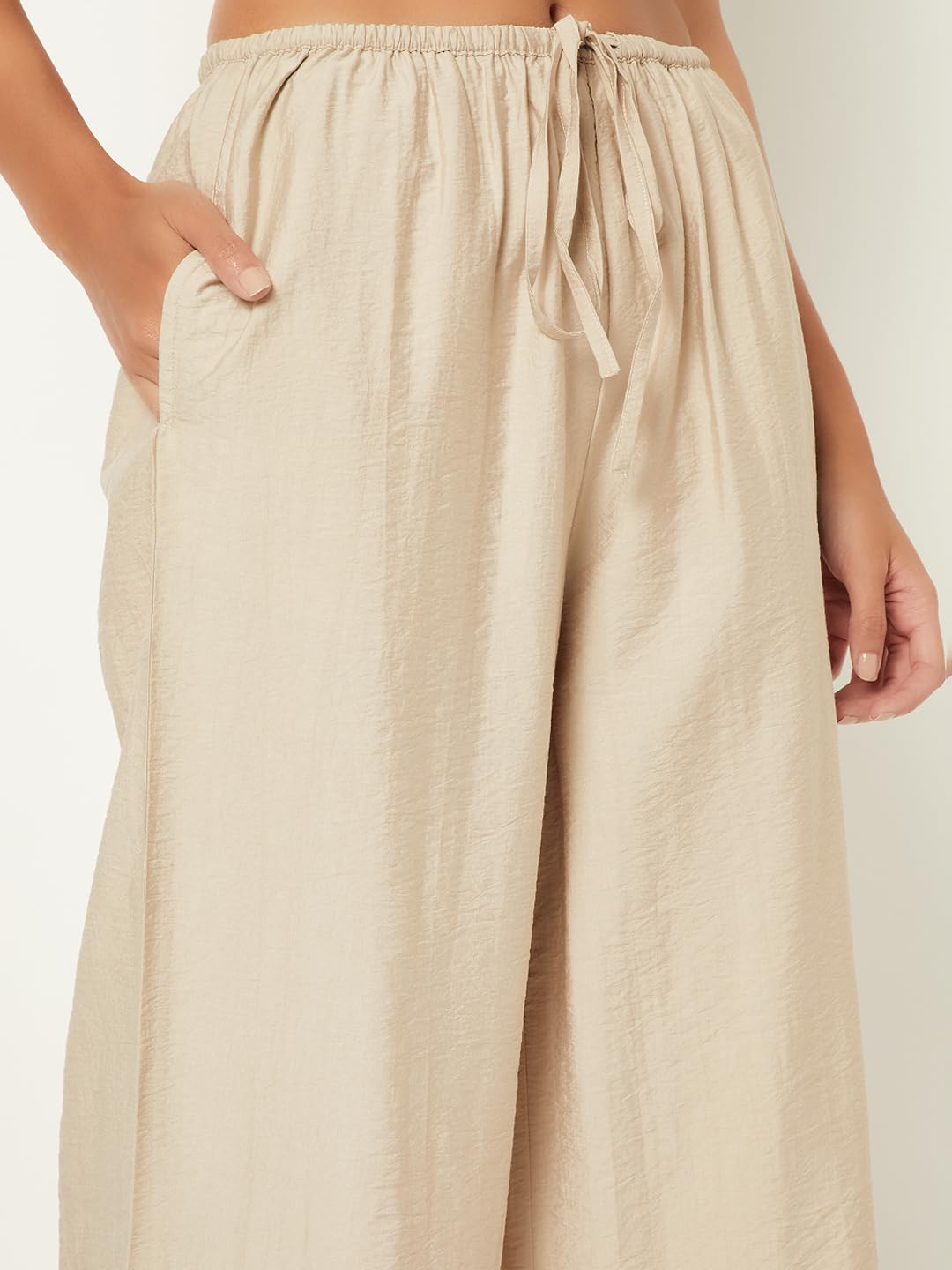 Max Women Solid Palazzo (Beige_XS)