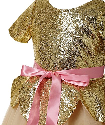 Fairy Dolls Girls' Maxi Dress (Fdgoldenround_Golden_5-6 Years)