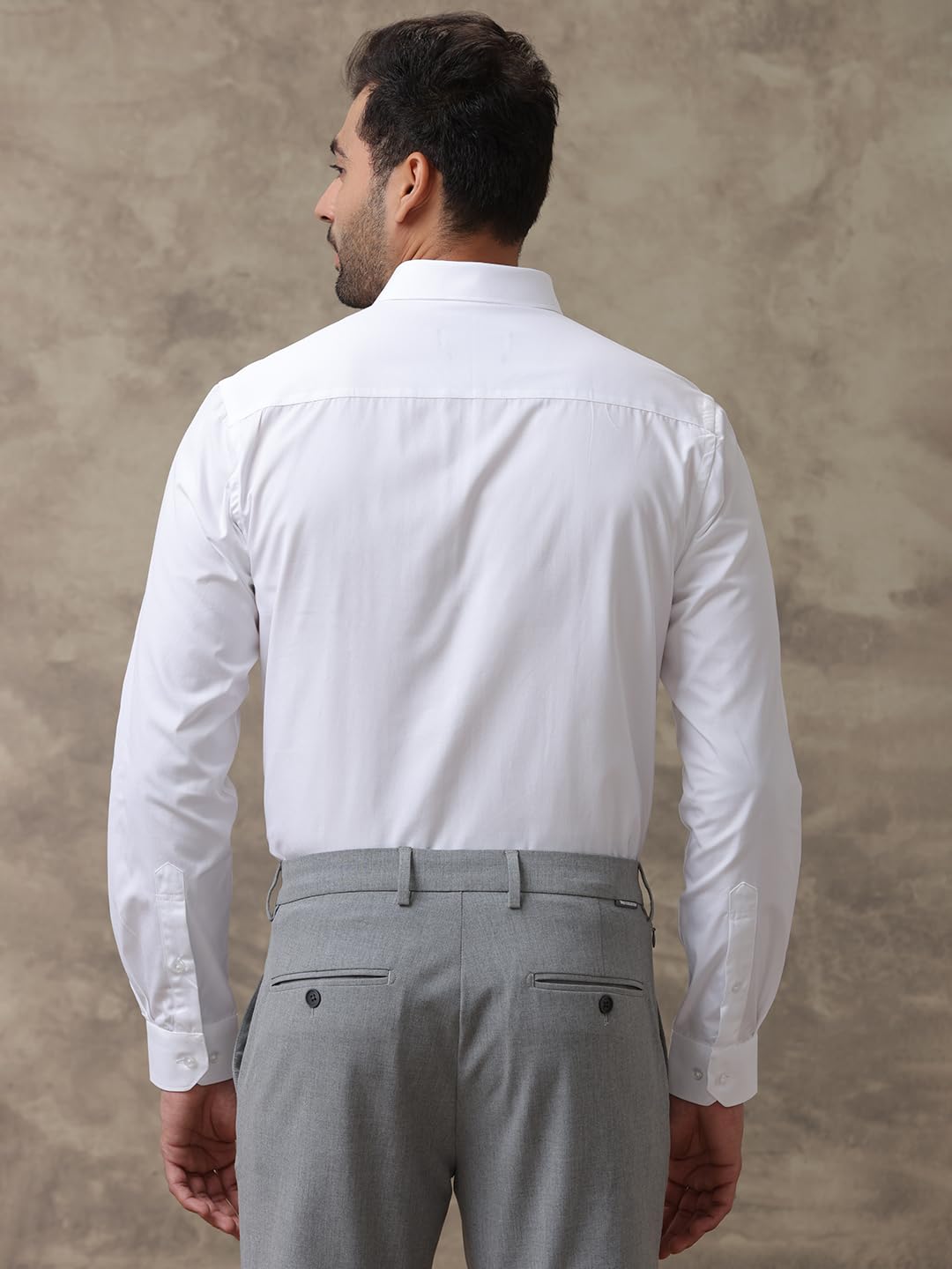 RAMRAJ COTTON Mens Cotton Solid White Full Sleeve Shirt (40; White)