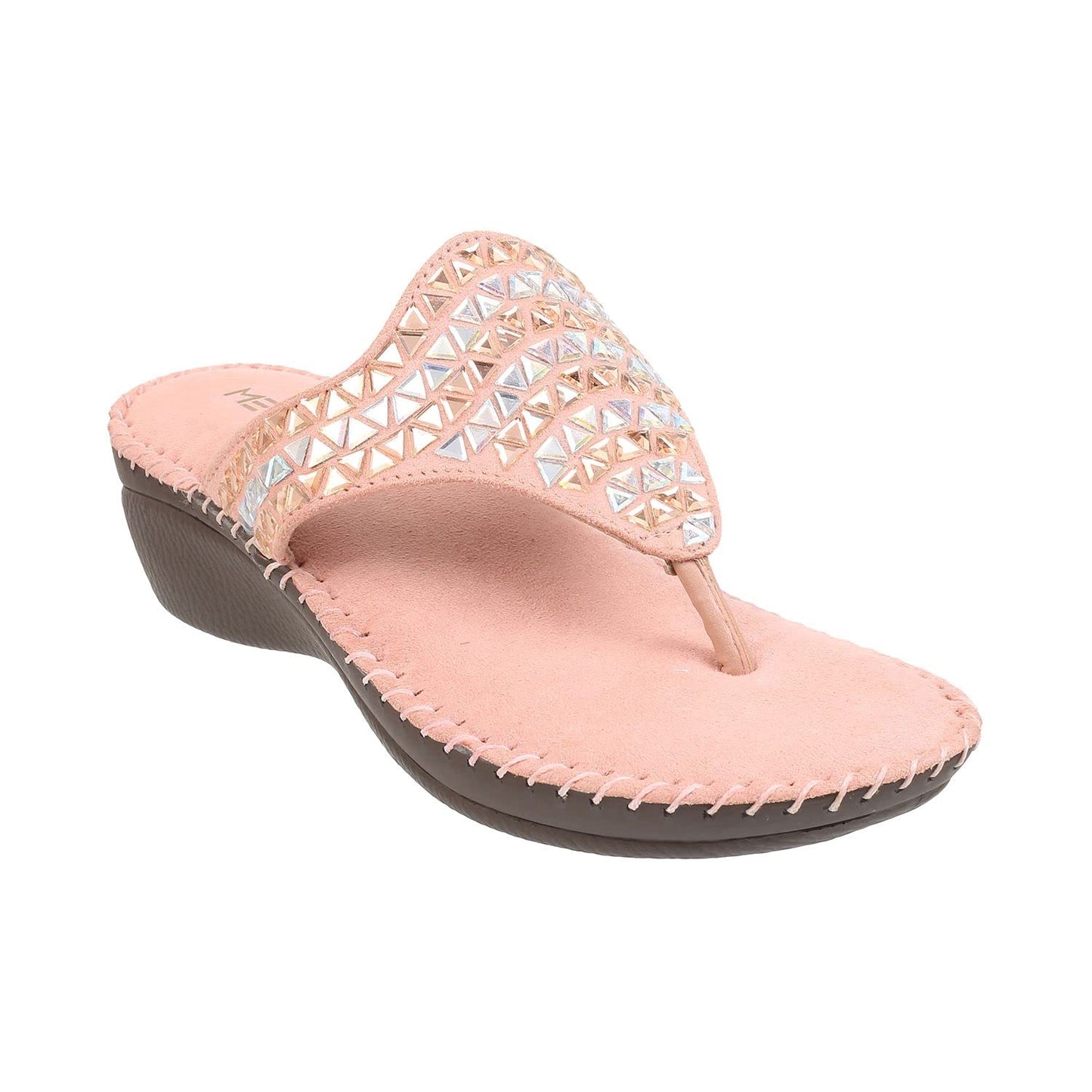Metro Women's Pink Embellished Faux Leather Comfy Fashion Sandals - SaumyasStore