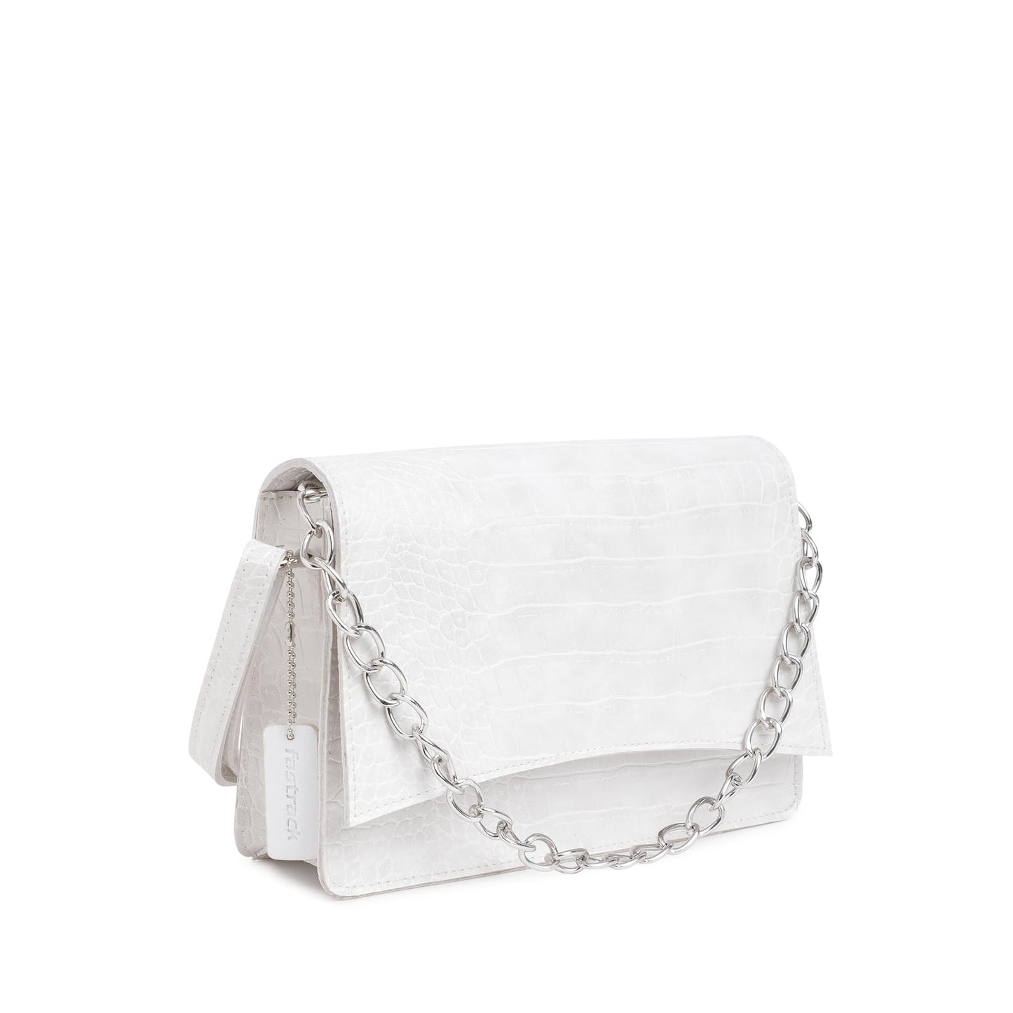 Fastrack Party Sling Bag for Women |Stylish and Structured Handbag for Girls, Ladies, Women | Textured Bag Made of faux Leather (White)