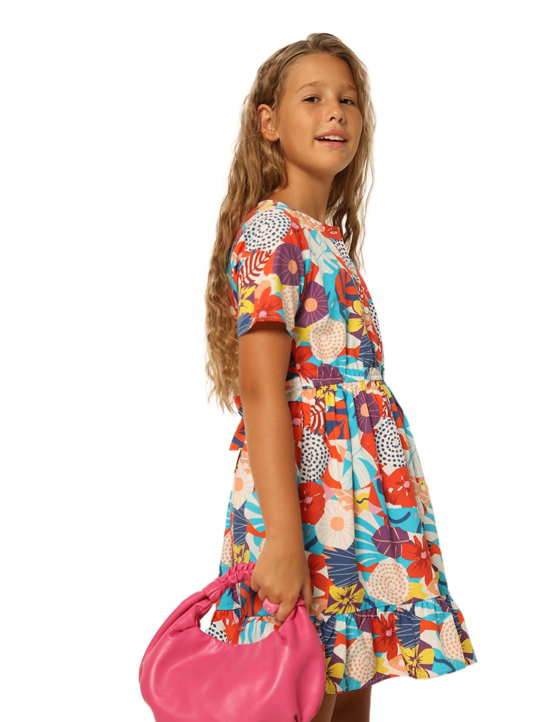 VERO MODA Girls Floral Print Above Knee Length Multicolor Fit & Flare Dress