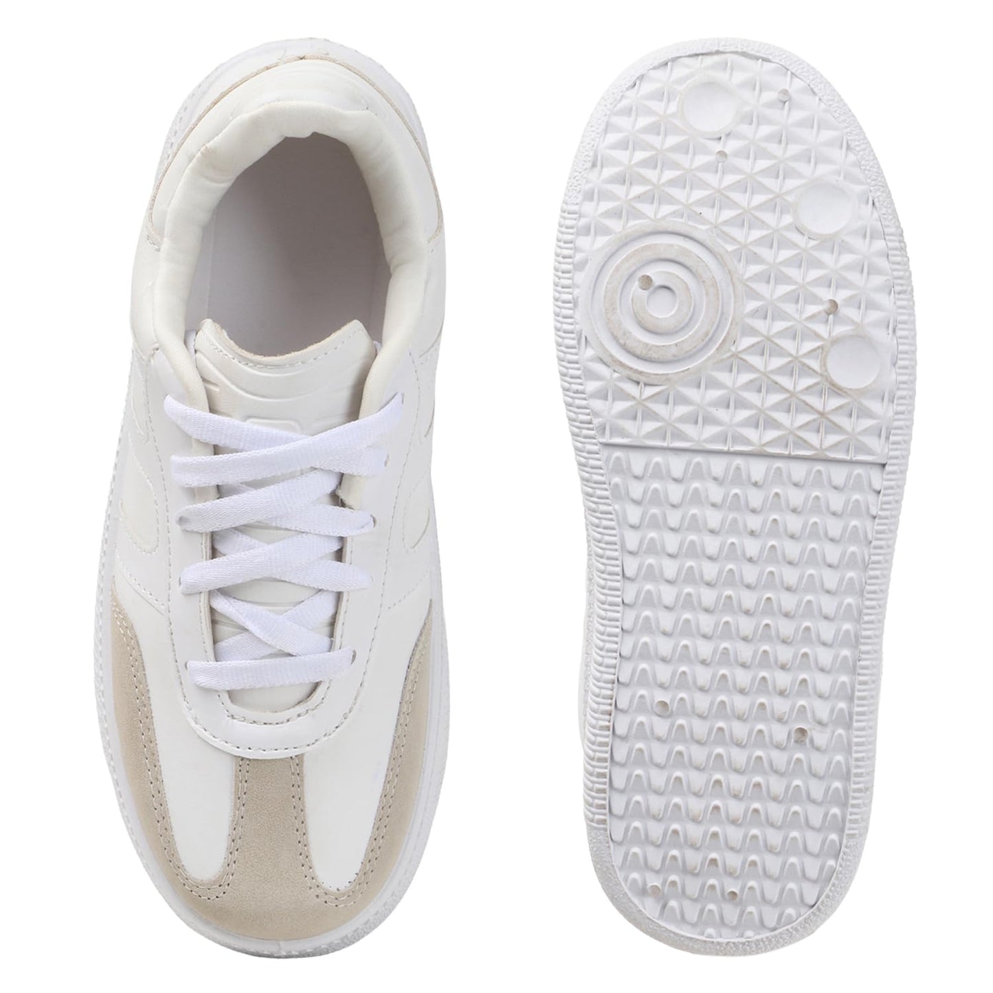 Vendoz Women Sneaker | Cushioned Insole for Comfort | Stylish Lace-Up Design | Lightweigh & Perfect for Casual Outfit for Girls CNV7030WT-36 White
