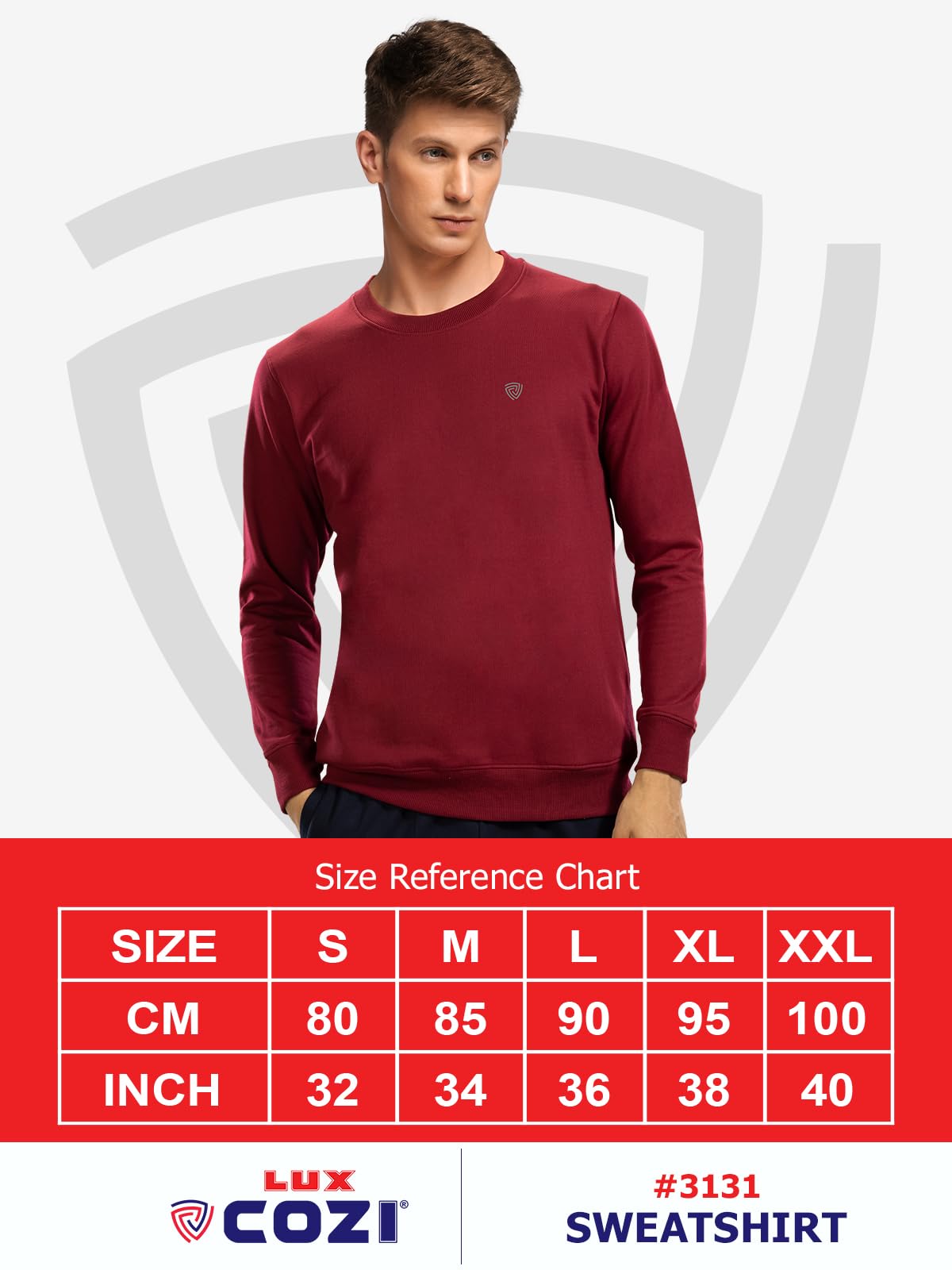 Lux Cozi Men's Cotton Crew Neck Full Sleeve Sweatshirt_COZI_3131_Sweatshirt_BLK_XL_1PC