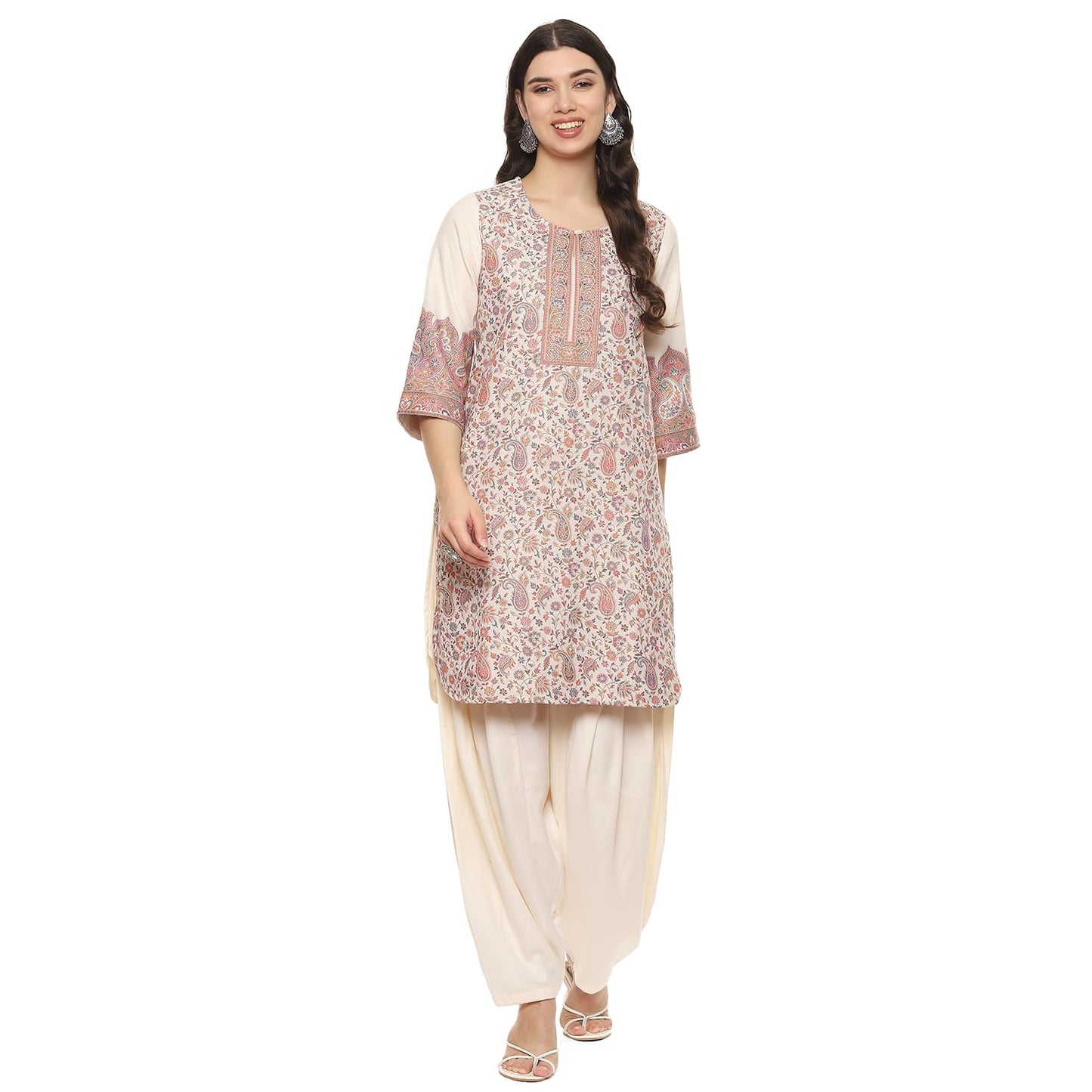 BIBA Women YARNDYED Straight MIX AND MATCH(WINTER W2224_OFF WHITE_42)