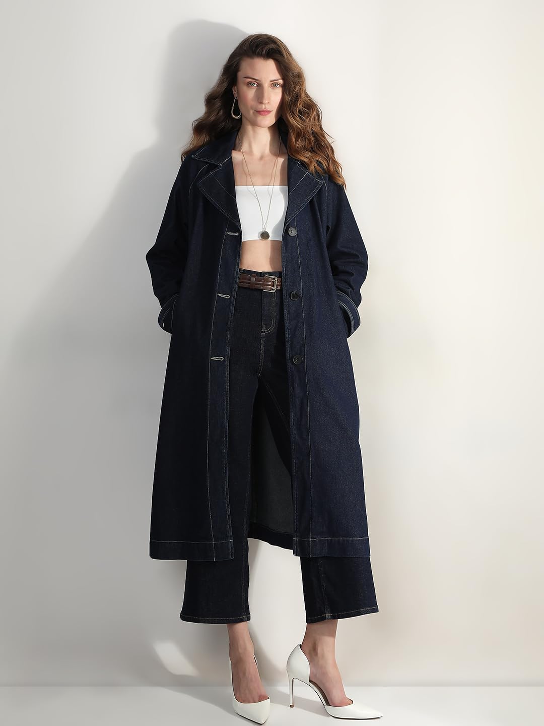 Vero Moda Women's Regular Fit Dark Blue Coat